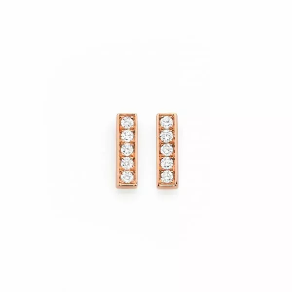 18ct rose gold diamond bar stud earrings
