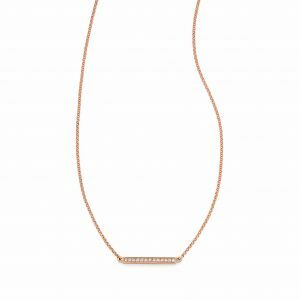 18ct rose gold diamond bar necklace