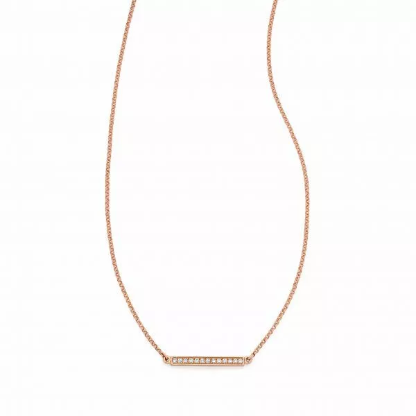 18ct rose gold diamond bar necklace