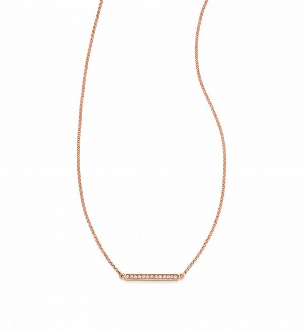 18ct rose gold diamond bar necklace