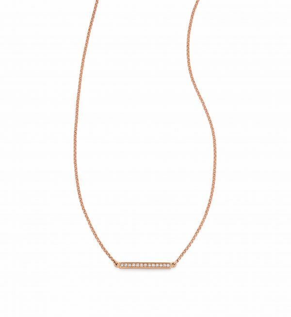 18ct rose gold diamond bar necklace