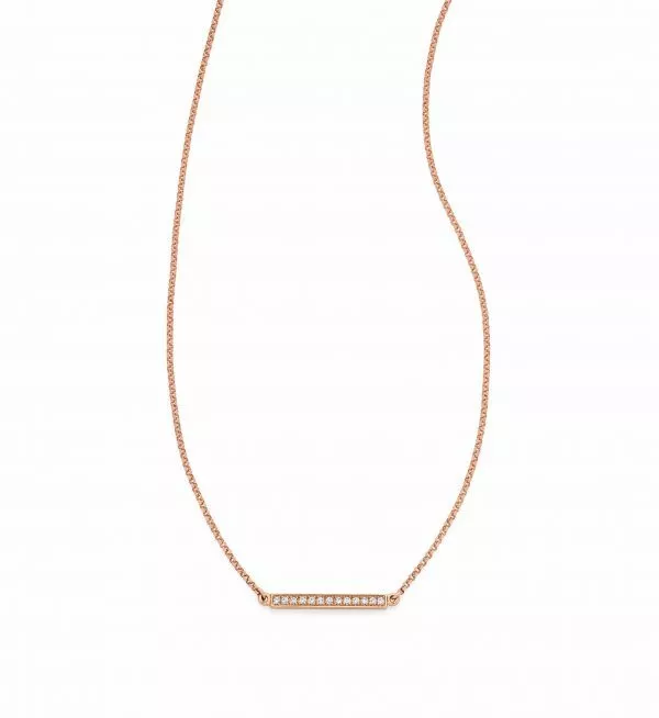 18ct rose gold diamond bar necklace