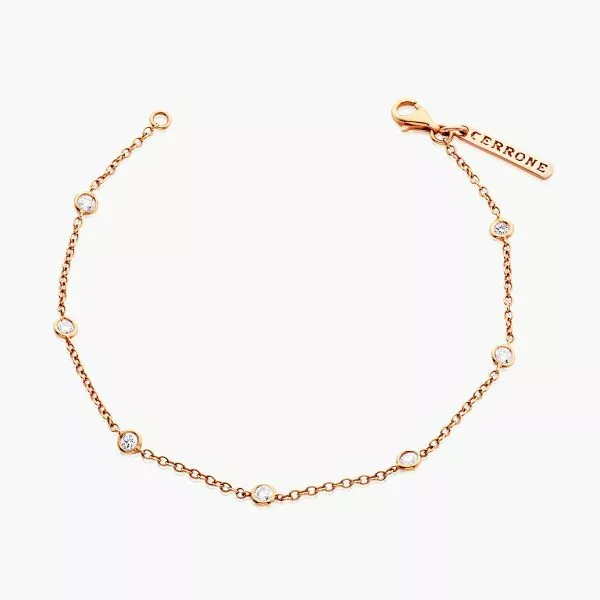 18ct rose gold bezel set diamond bracelet