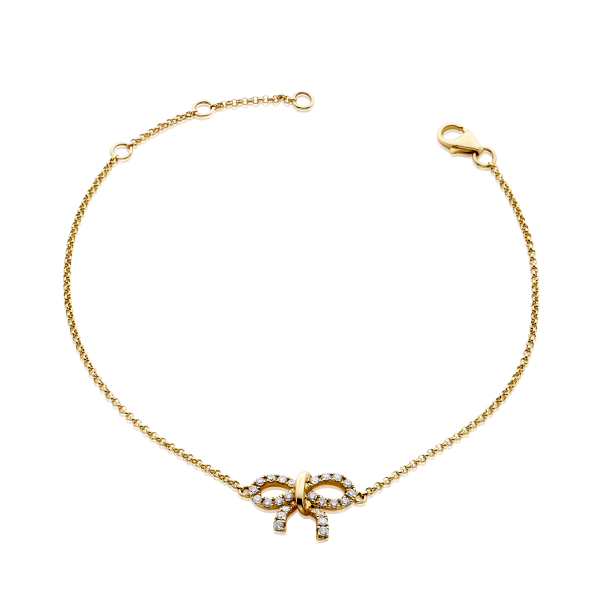 18ct yellow gold diamond set bow bracelet - Image 2