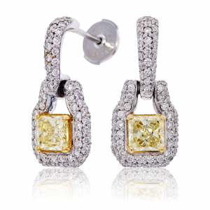 18ct White and Yellow Diamond Drop Earrings
