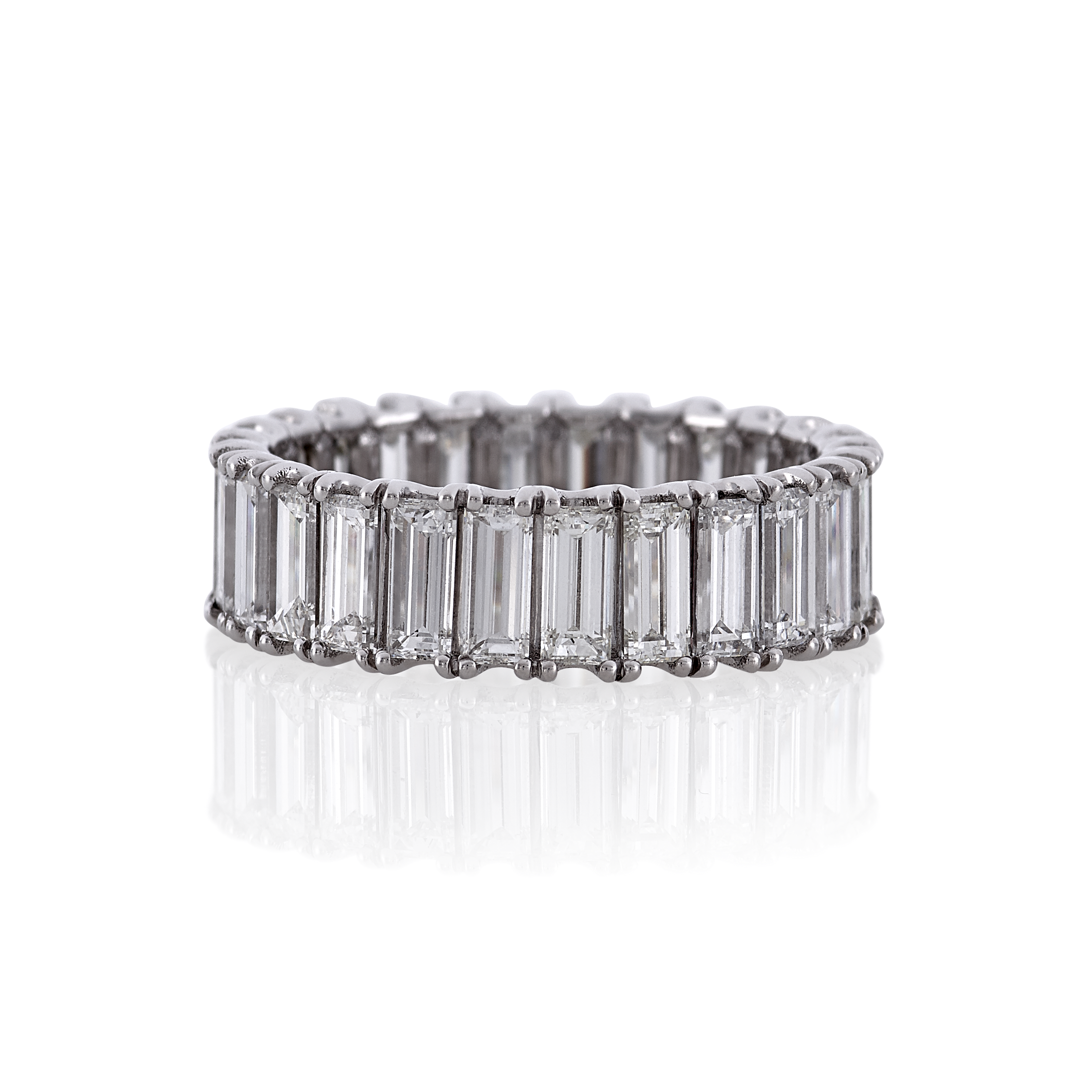 Eternity ring baguette diamond medium hoops earrings