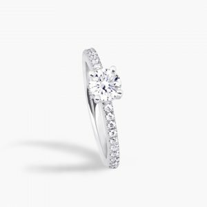 18ct white gold 0.54ct D SI1 round brilliant cut GIA diamond ring