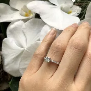 18ct white gold 0.54ct D SI1 round brilliant cut GIA diamond ring