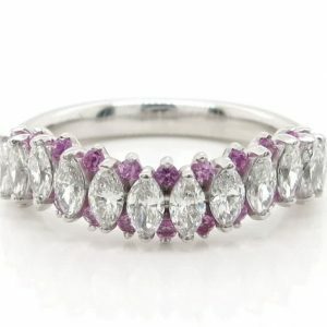 18ct white gold diamond and pink sapphire ring