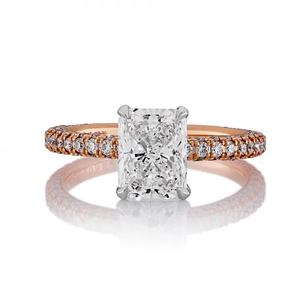 18ct Rose and White Radiant cut diamond ring