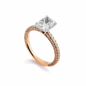 18ct Rose and White Radiant cut diamond ring