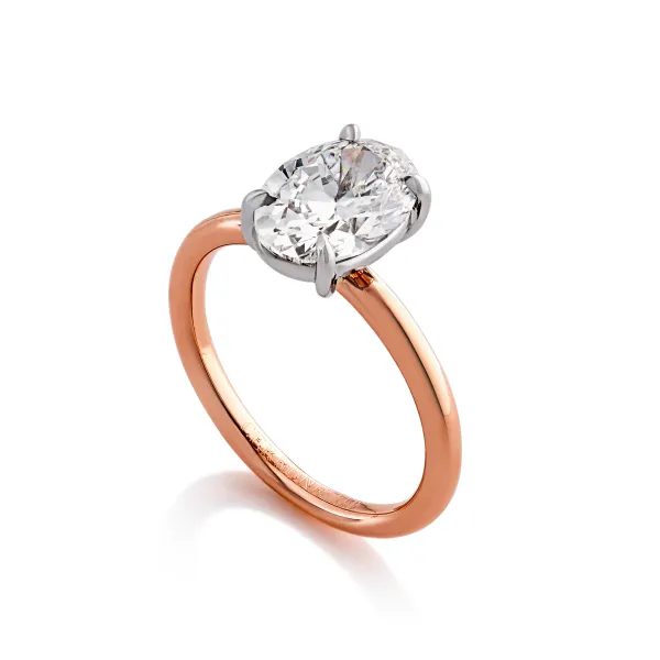 POSITANO - 18ct rose and white gold oval brilliant cut diamond solitaire ring - Image 2