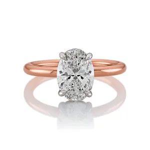 18ct rose and white gold oval brilliant cut diamond solitaire ring