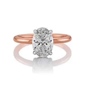 COMO - 18ct rose and white gold oval brilliant cut diamond solitaire ring