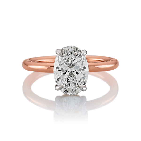 COMO - 18ct rose and white gold oval brilliant cut diamond solitaire ring