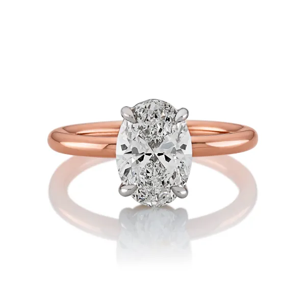 COMO - 18ct rose and white gold oval brilliant cut diamond solitaire ring