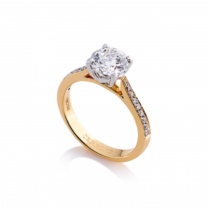 18ct Yellow and White Gold Round Brilliant cut Diamond Engagement Ring