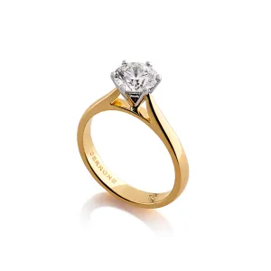 18ct Yellow and White Gold Round Brilliant cut Diamond Engagement Ring