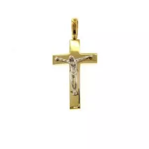 18ct yellow and white gold crucifix pendant