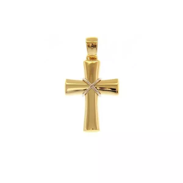 18ct yellow and white gold crucifix pendant