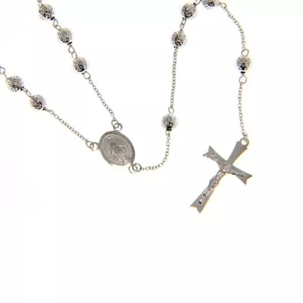 18ct white gold rosary beads