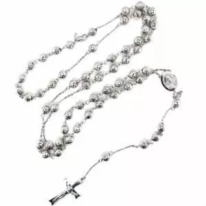 18ct white gold rosary beads