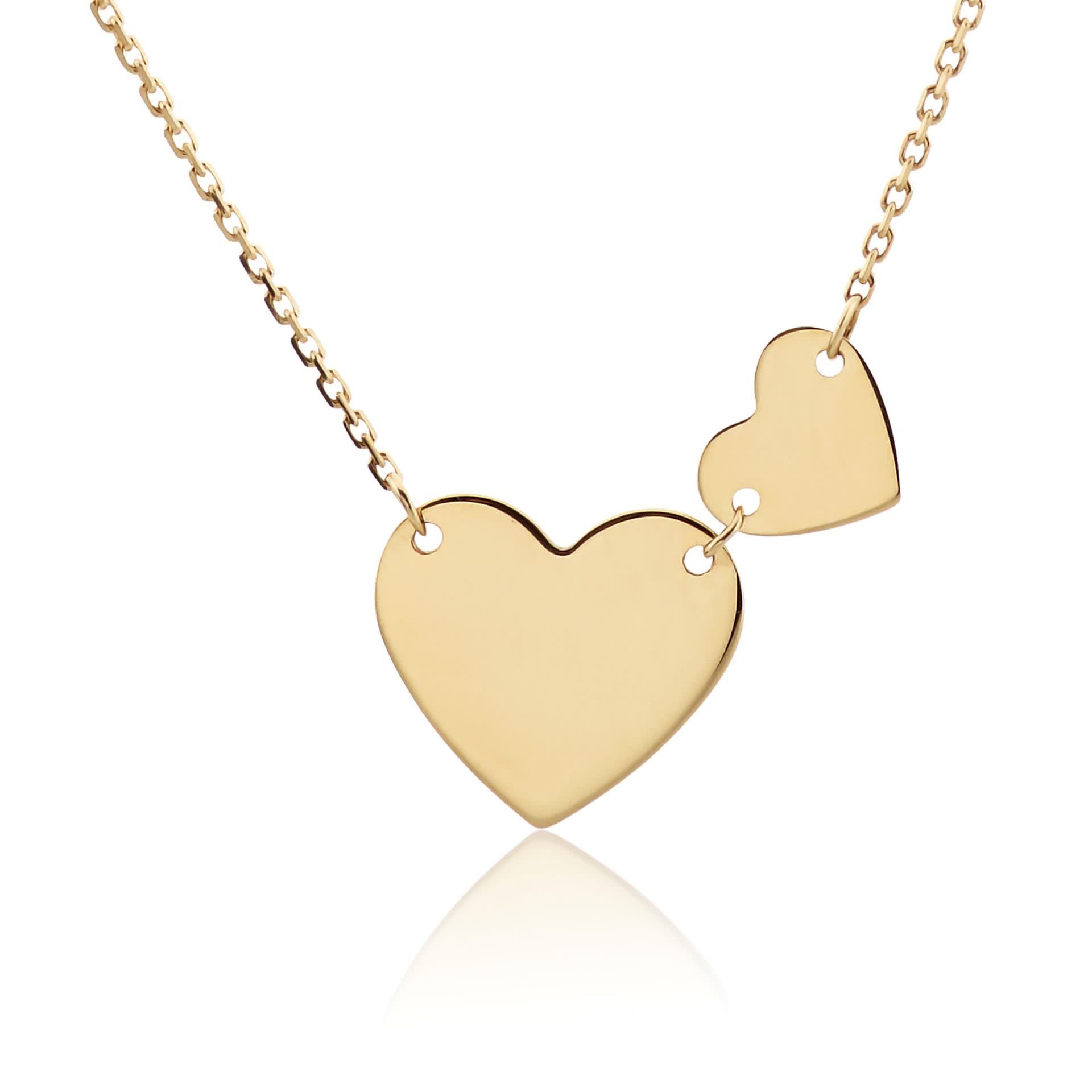18ct yellow gold 2 hearts charm necklace | Cerrone