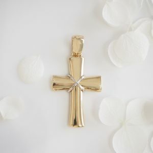 18ct yellow and white gold crucifix pendant