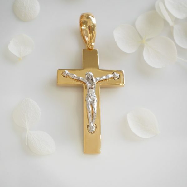 18ct yellow and white gold crucifix pendant