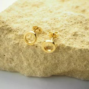 18ct yellow gold open circle stud earrings