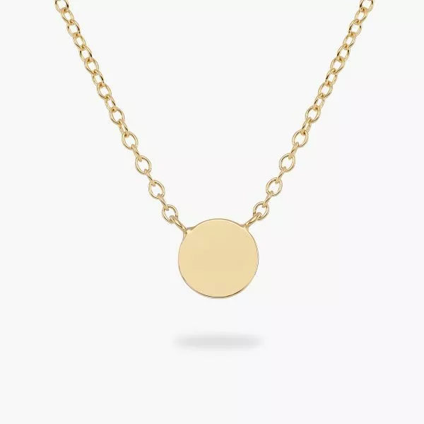 18ct yellow gold necklace with small round plate