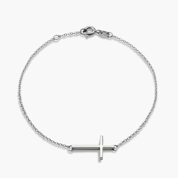 18ct white gold cross bracelet