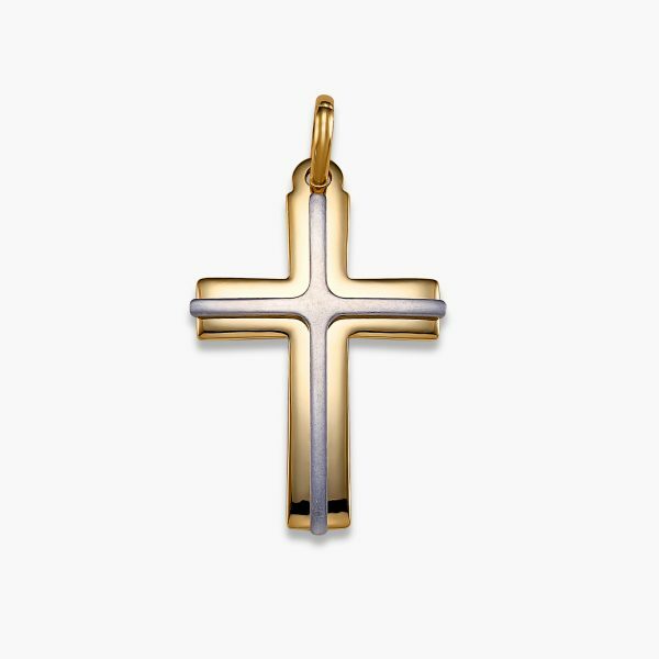18ct yellow and white gold cross pendant