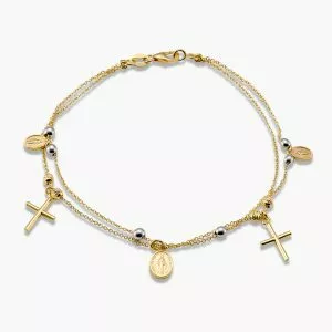 18ct yellow and white gold rosary bracelet