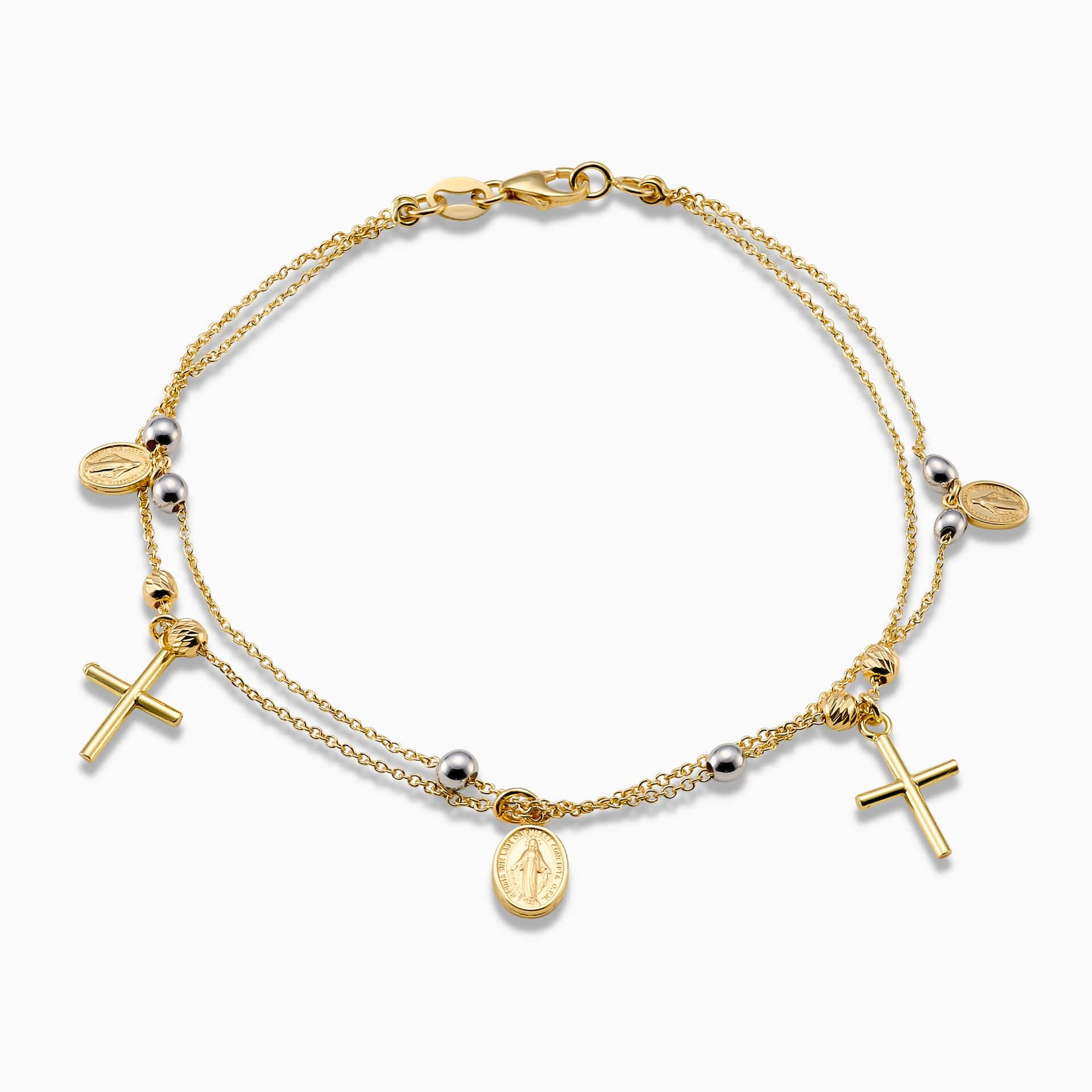 18k Gold Layered Dainty Rosary Bracelet Our Lady of Guadalupe With Vic   Bella Joias Miami