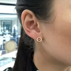 18ct yellow gold open circle stud earrings