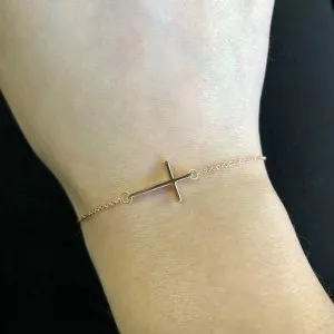 18ct rose gold cross bracelet