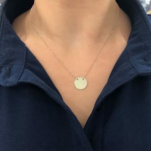 18ct white gold round plate necklace