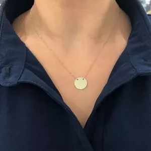 18ct white gold round plate necklace