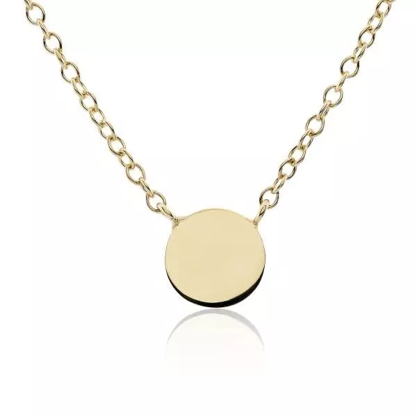 18ct yellow gold necklace with small round plate