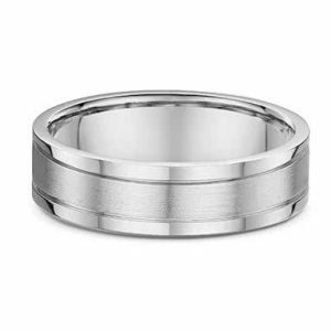 18ct white gold gents satin finish with polished rails wedding ring