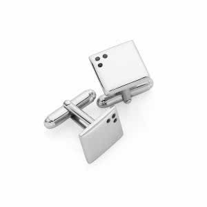 Silver black diamond square cufflinks