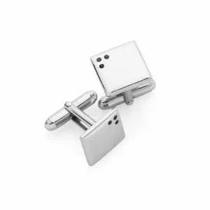 Silver black diamond square cufflinks