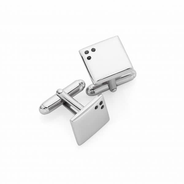 Silver black diamond square cufflinks