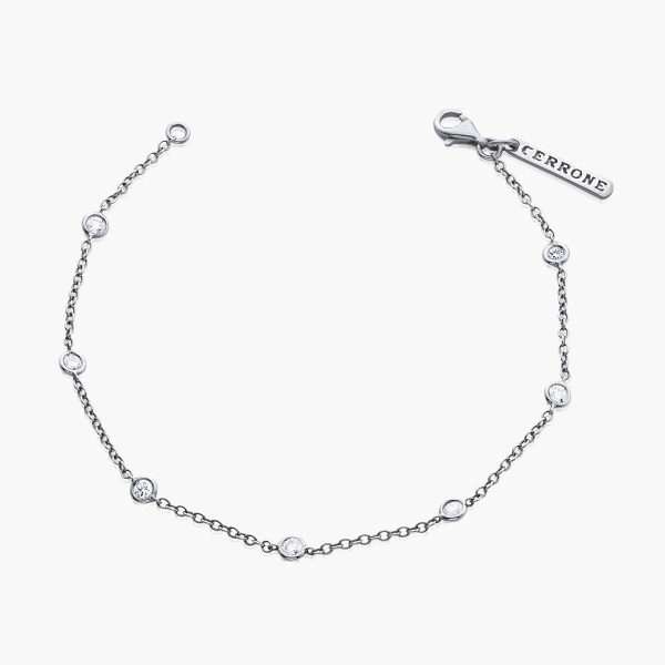 18ct white gold bezel set diamond bracelet