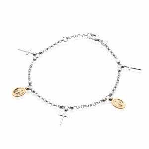 18ct white and rose gold charm rosary bracelet