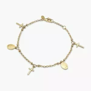 18ct yellow gold charm rosary bracelet
