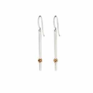 18ct White Gold Shepard Hook Cognac Diamond Drop Earrings