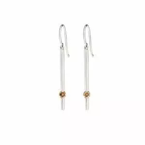 18ct White Gold Shepard Hook Cognac Diamond Drop Earrings