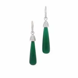 18ct white gold green onyx diamond drop earrings